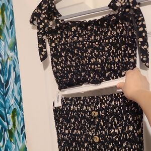 SHEIN Black and Beige Two-Piece Set